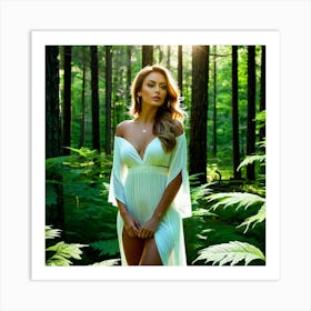 Beautiful Woman In The Forest 8 Art Print