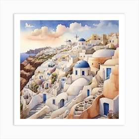 Oia, Santorini city art print 1 Art Print