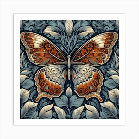 Decorative Block Print Butterfly Illustration I Art Print
