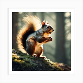 Squirrel In The Forest 222 Art Print