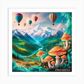 Hot Air Balloons In The Mountains Art Print