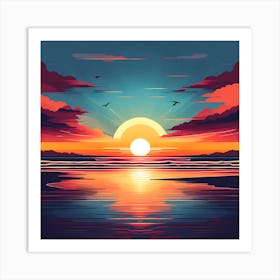 Sunset Over The Ocean Art Print