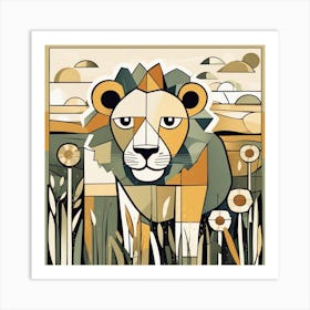 Lion In The Grass Art Print