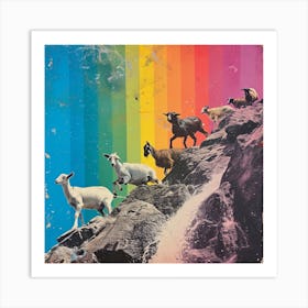 Mountain Goat Stripe Collage Art Print