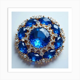 Sapphire Brooch, Watercolor, Dazzling City Lights 1 Art Print