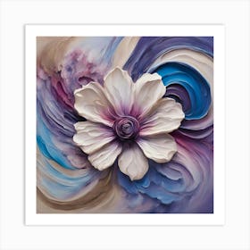 Cream Flower With Swirls Art Print