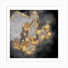 100 Nebulas in Space with Stars Abstract in Black and Gold n.079 Art Print