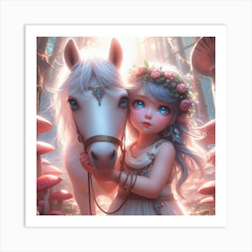 Fairy Girl With A Horse Art Print