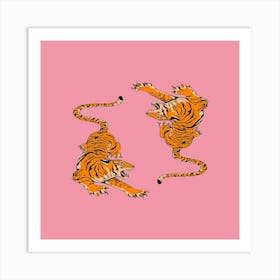 Tiger On Pink Background Art Print