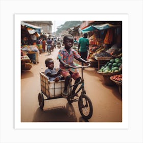 Children On A Bicycle 3 Art Print