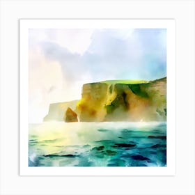 Watercolor Cliffs of Moher 2 Art Print