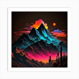 Cactus Mountain 1 Art Print