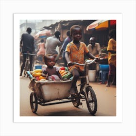 Children On A Bicycle 2 Art Print