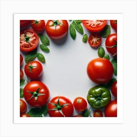 Fresh Tomatoes On White Background Art Print