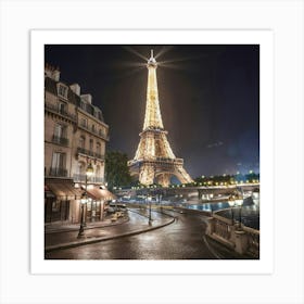 Eiffel Tower At Night Art Print