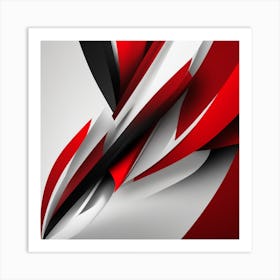 Abstract Red Black And White Art Print