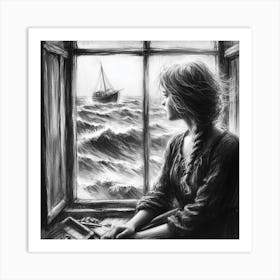 Girl At The Window Art Print