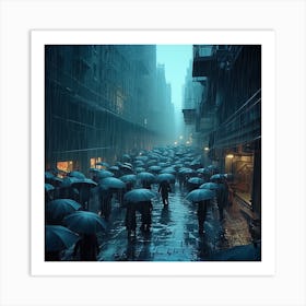 People In The Rain Art Print