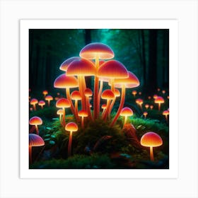 Glowing Fungi of the Misty Forest Art Print
