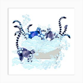 Lemurs in the bathtub! Art Print