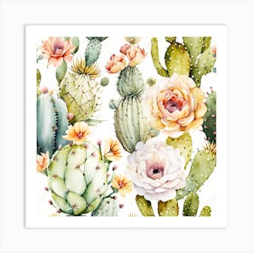 Flowering Cacti B Art Print