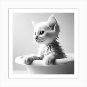 Kitten In A Bath Art Print