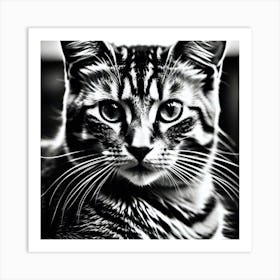 Black And White Cat 34 Art Print