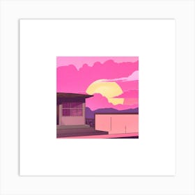 Pink Sunset in town Art Print