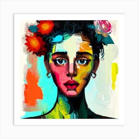 Girl With Flowers Art Print