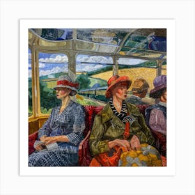 Vintage Train journey in Style of David Hockney Art Print