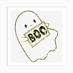 Scary Hey Boo Trick Or Treat Halloween Kawaii Ghost Art Print