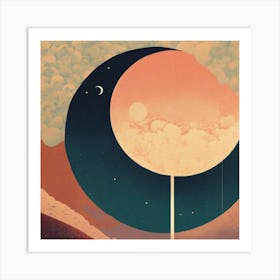 Moon And Clouds Art Print