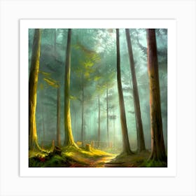 Foggy Forest in Oregon Art Print