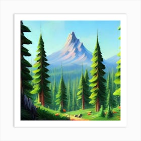 Path To The Mountains trees pines forest 8 Art Print