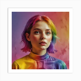 Rainbow Haired Girl Art Print