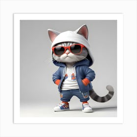 Hip Hop Cat Art Print