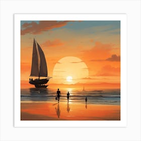 Sunset On The Beach Art Print