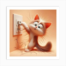 Cat With A Plug Art Print