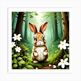 Rabbit In The Forest 8 Art Print