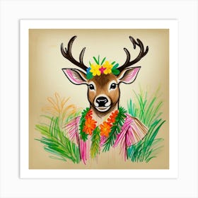 Deer Hawaiian Art Print