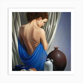 Woman In Blue Art Print