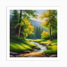 Stream In The Forest 20 Art Print