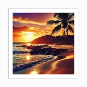 Sunset On The Beach 236 Art Print