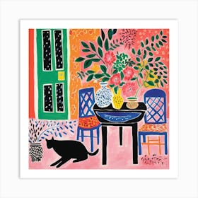 Cat At The Table 7 Art Print