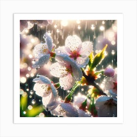 Cherry Blossoms In The Rain 1 Art Print