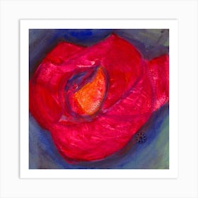 Red Rose - floral abstract minimal contemporary square Art Print