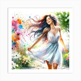 Girl In A Dress Art Print