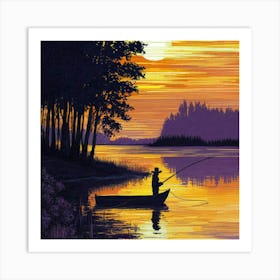 Sunset Fishing Art Print