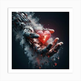 Robot Hand Holding A Heart Art Print