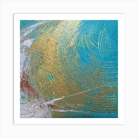 Blue abstraction with Golden gloss Art Print